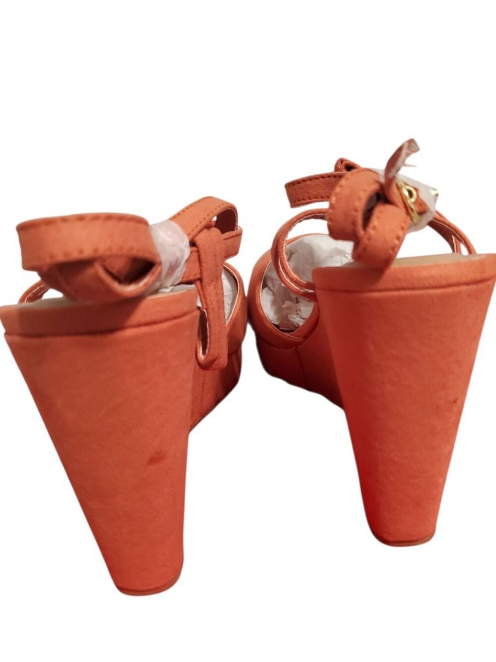 Qupid Shoe Strappy Wedge Sandals Open Toe Ash Coral Size 8 - Picture 2 of 11